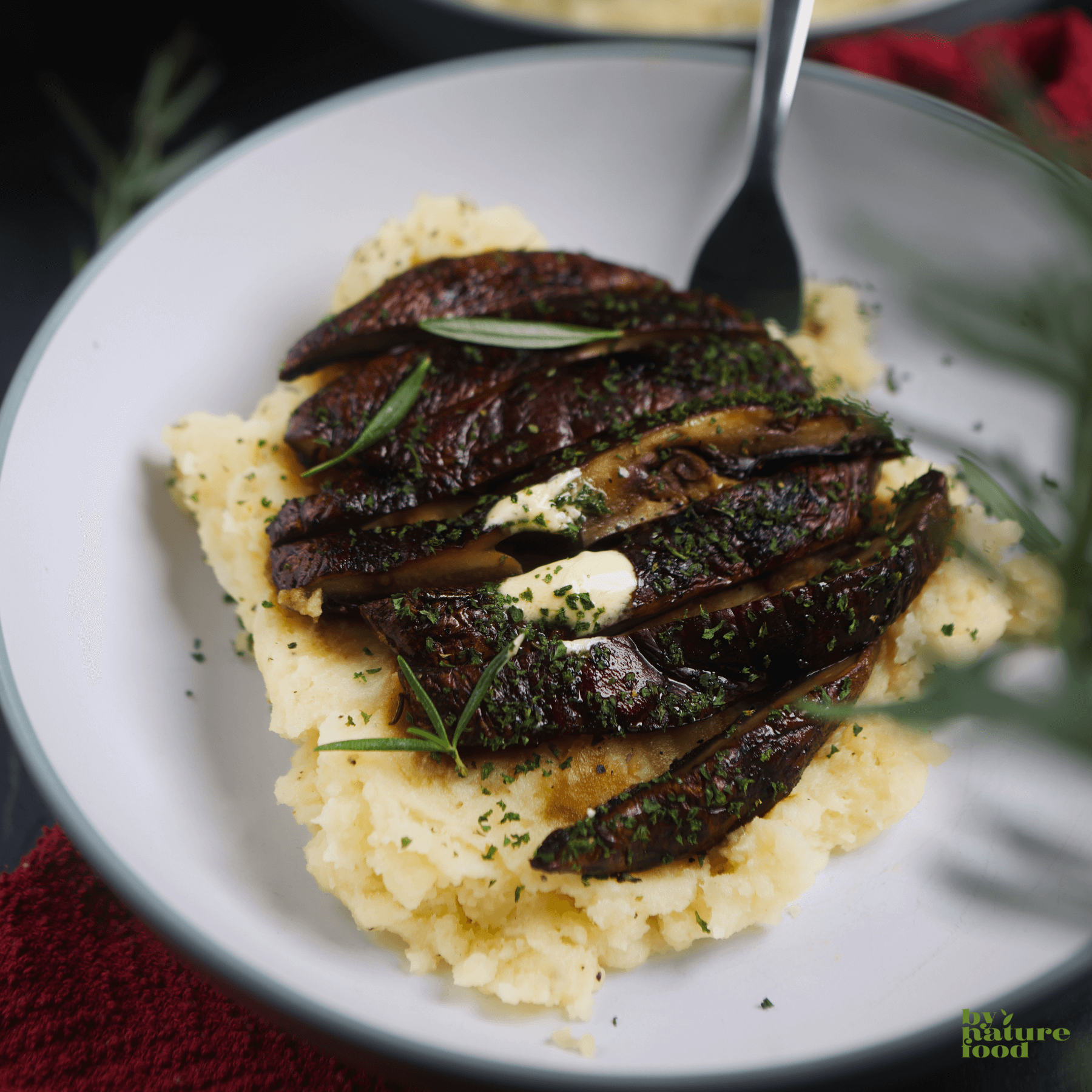 Portobello Steak with herbs and mash