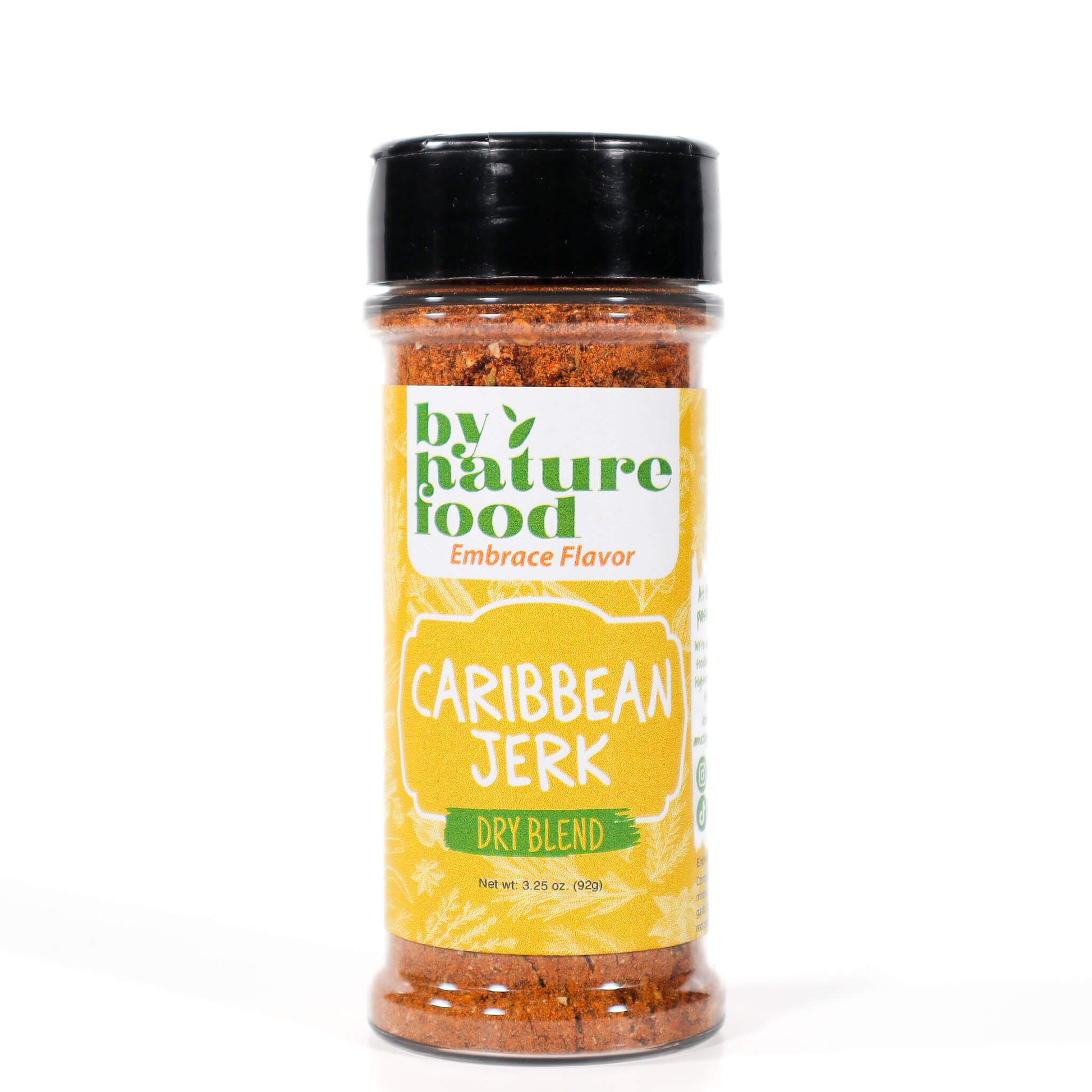 Upright product photo of Caribbean Jerk Seasoning container from By Nature Food